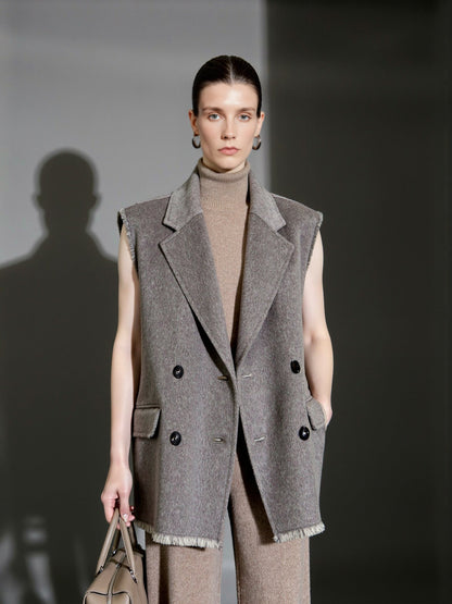 Damen Weste Doppelter Knopfverschluss Elegantes Design