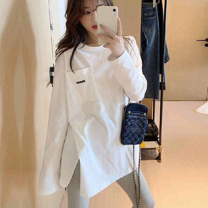 Damen Longsleeve-Shirt mit Tasche aus Baumwolle Eveloria