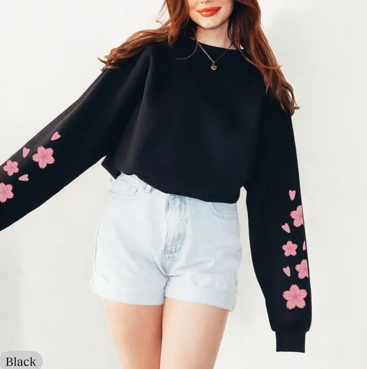 Damen Sweatshirt Florales Design Großzügige Ärmel Eveloria - Eveloria
