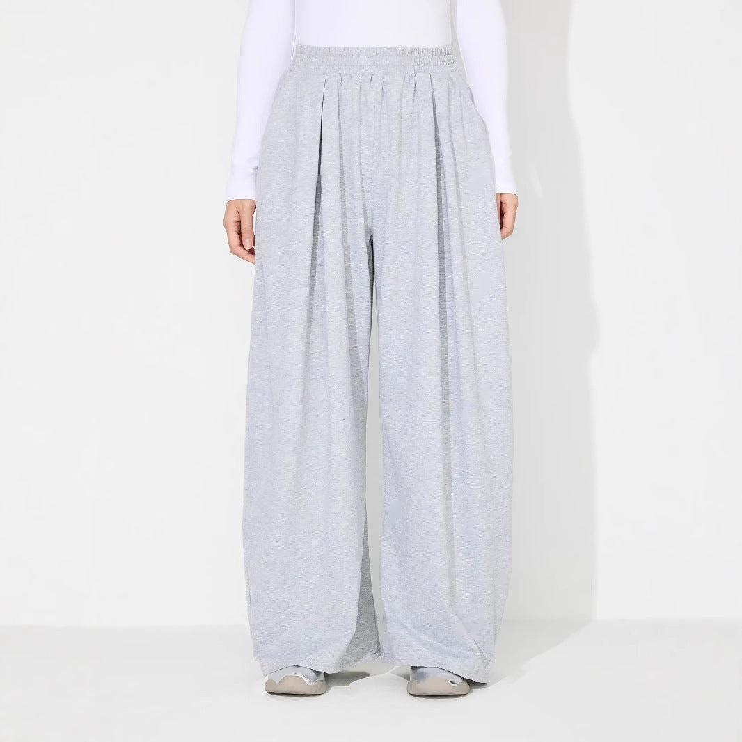 Damen Palazzo-Hose Elastischer Bund Falten Schwarz Eveloria - Eveloria