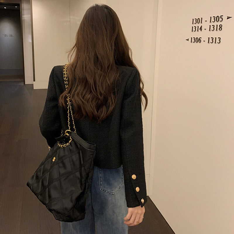 Damen Kurzblazer Elegant Goldknöpfe Modern