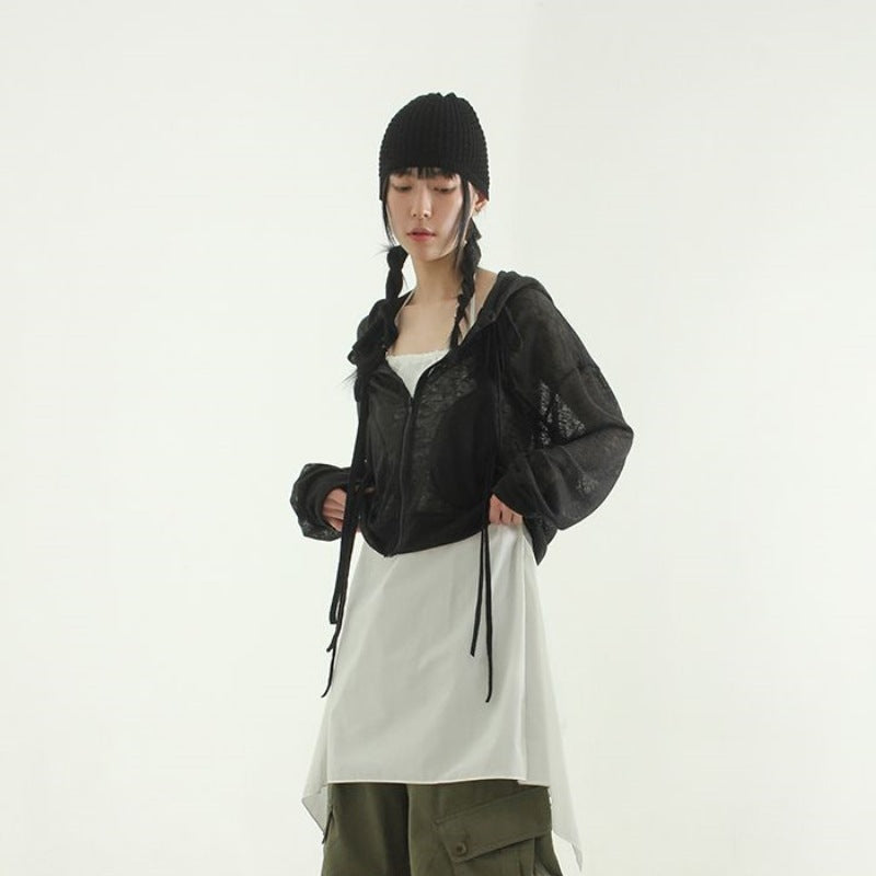 Damen Cropped Kapuzenjacke Reißverschluss