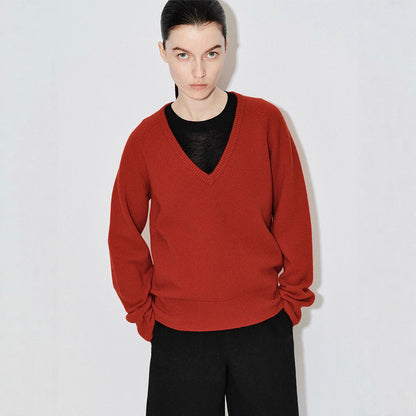 Damen Pullover V-Ausschnitt Kuschelig Grün Eveloria