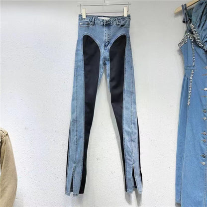 Damen High-Waist Jeans mit Schlitzen Eveloria