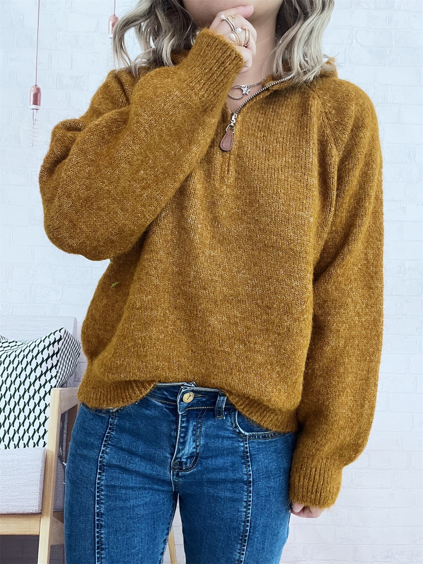 Damen Kapuzenpullover Reißverschluss Eveloria