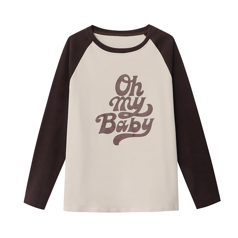 Damen Sweatshirt Lässig Langärmlig mit Schriftzug Grau