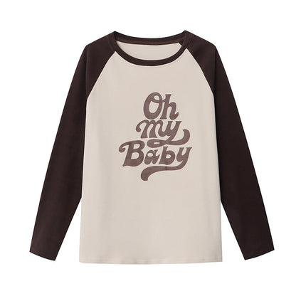 Damen Sweatshirt Lässig Langärmlig mit Schriftzug Grau