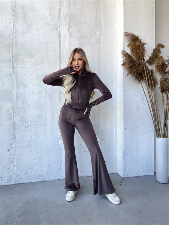 Damen Sportset Velours Hoodie Hose Eveloria