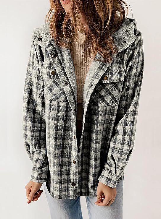 Damen Flanelljacke Gefütterte Kapuze Eveloria