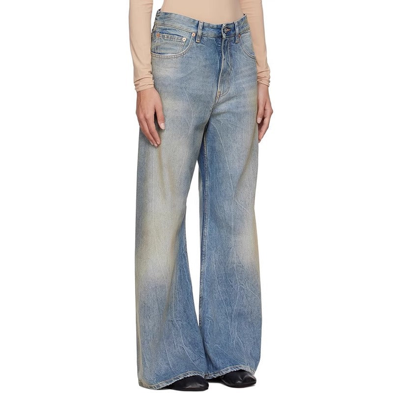 Damen Highwaist Jeans Weite Schnitt Eveloria