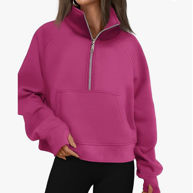 Damen Hoodie Sportlich Hoher Kragen Eveloria