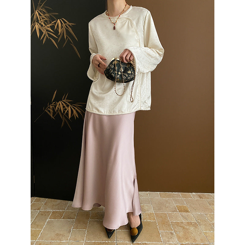 Damen Oberteil Weites Design Perlendetails Eveloria