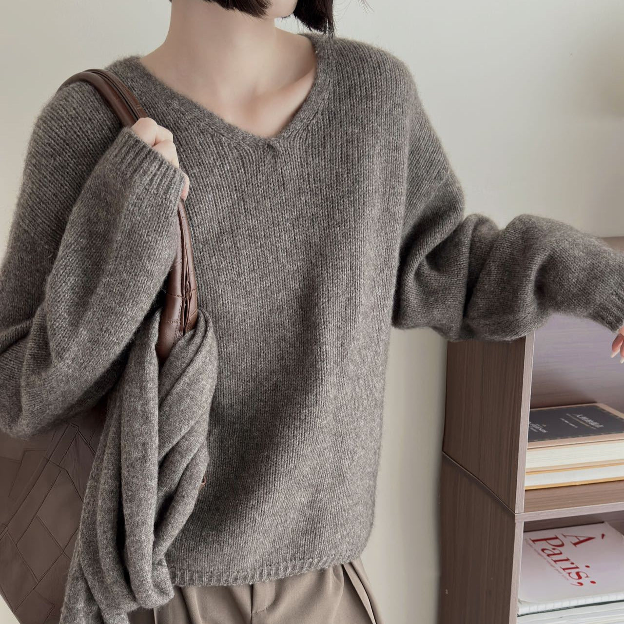 Damen Pullover V-Ausschnitt Qualität Eveloria