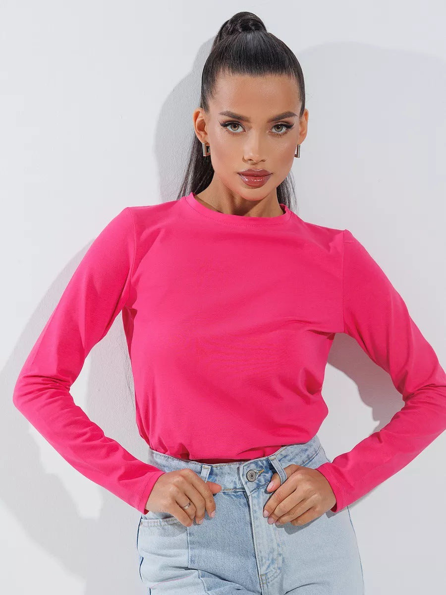 Damen Langarmshirt Körperbetont Baumwolle Eveloria