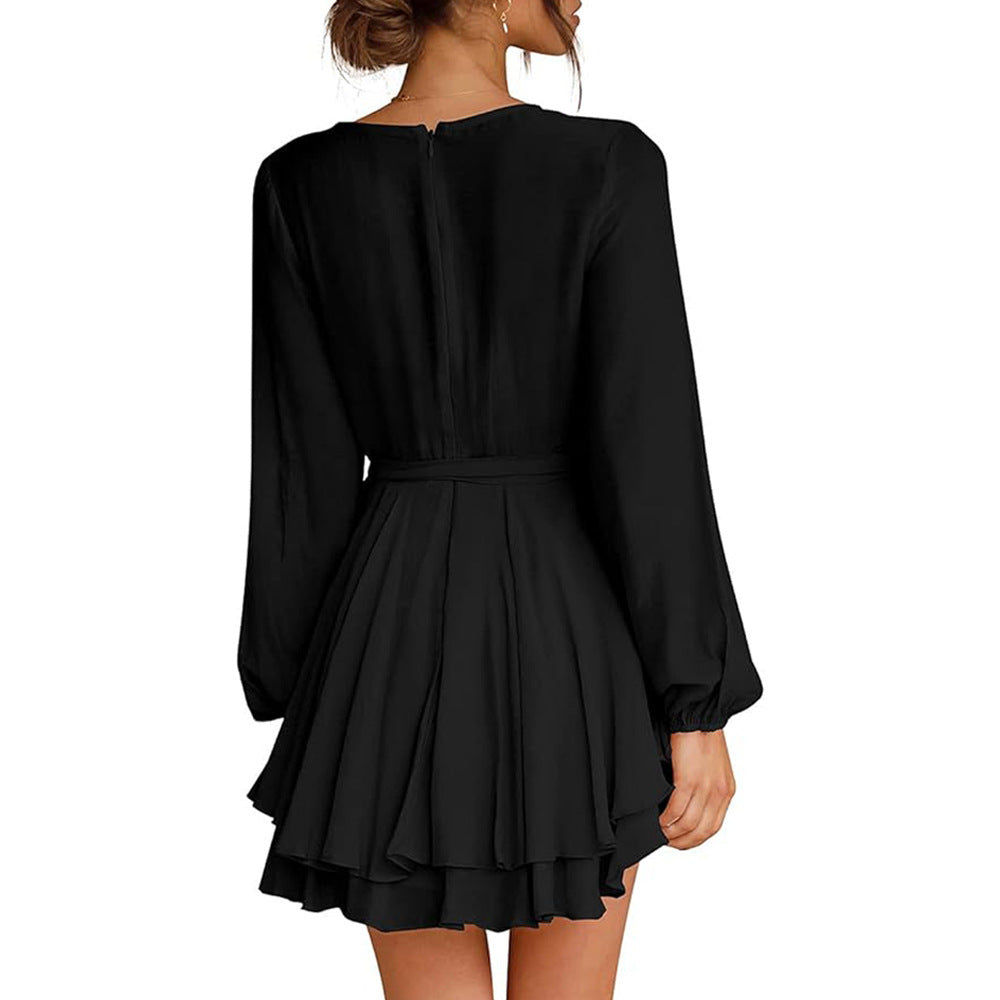 Damen Wickelkleid Langärmlig Volant