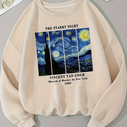 Damen Sweatshirt Van Gogh Motiv Moderner Druck