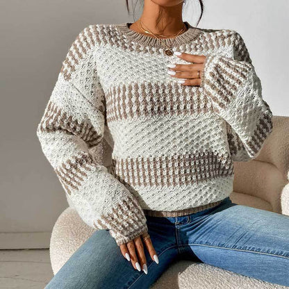 Damen Strickpullover Oversized Strukturmuster