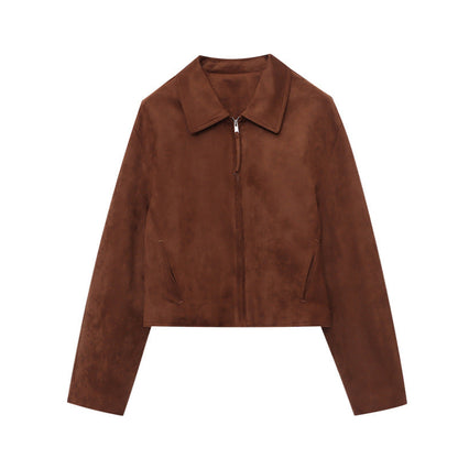 Damen Kurzjacke Wildlederimitat Weich Eveloria