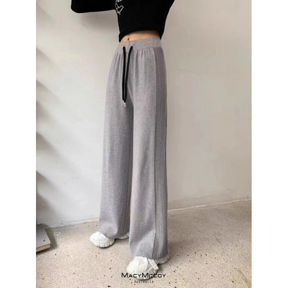 Damen Freizeithose Hochtaillierte Rippstruktur Weites Bein