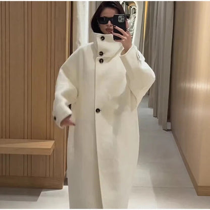 Damen Oversized-Mantel Hohem Kragen Eveloria