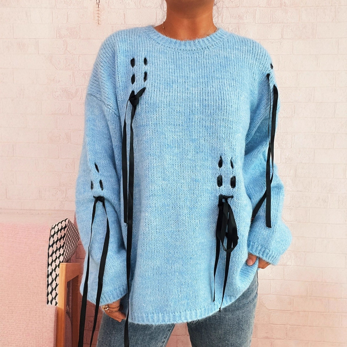 Damen Pullover Schnür-Design Eveloria - Eveloria