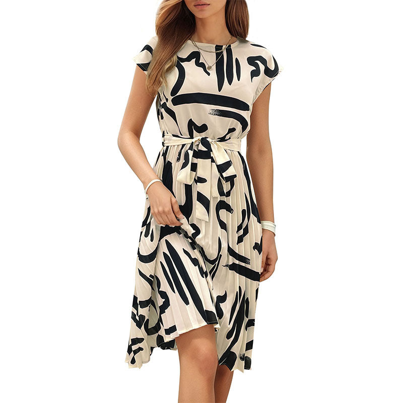 Damen Midikleid Asymmetrisch Dekorativer Bindegürtel Eveloria