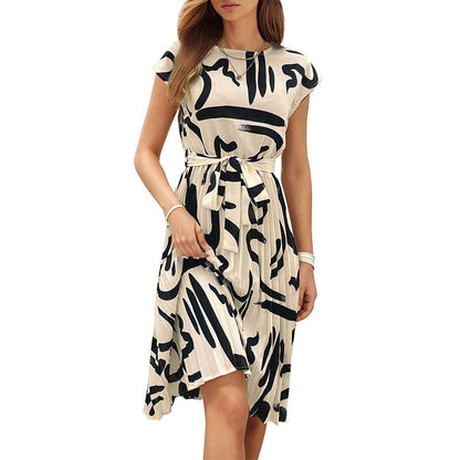Damen Midikleid Asymmetrisch Dekorativer Bindegürtel Eveloria