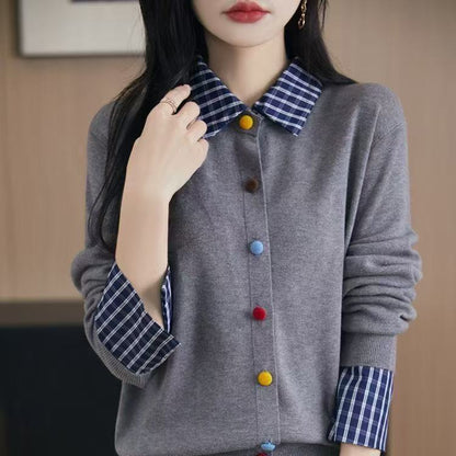 Damen Strickjacke Bunt Knöpfe Eveloria
