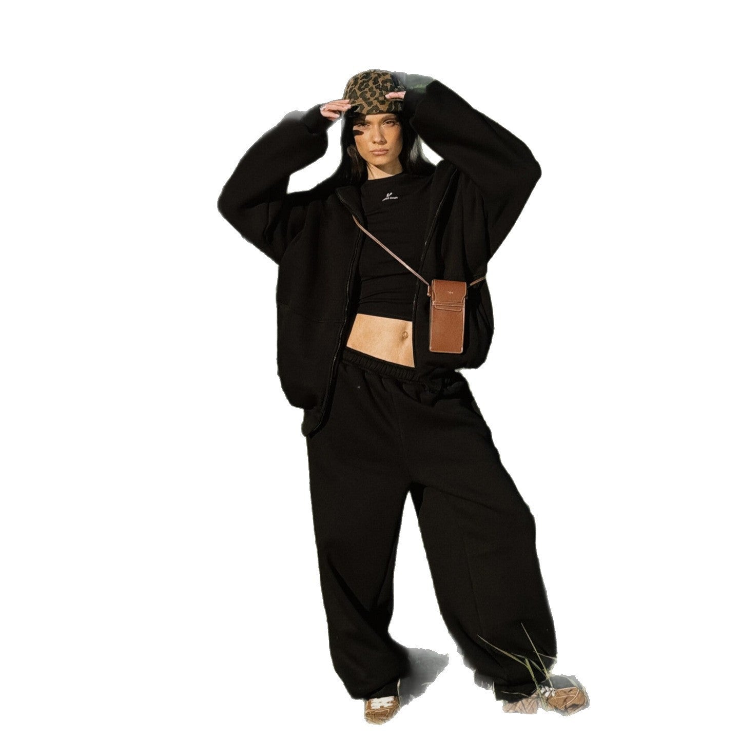 Damen Fleecejacke Oversized Reißverschluss Lässig Grau Eveloria