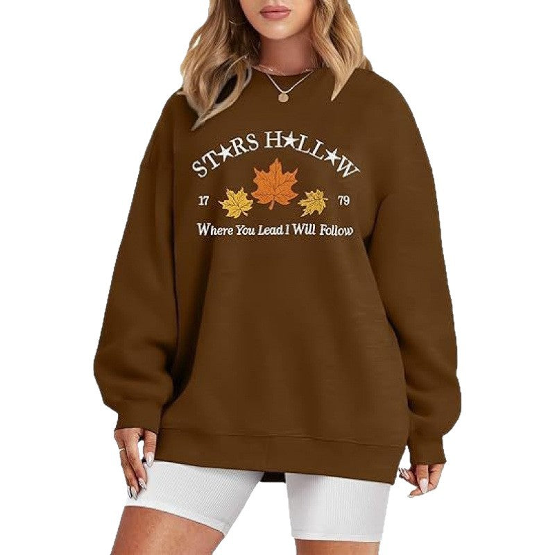 Damen Sweatshirt Weites Design Herbstmotiv Eveloria