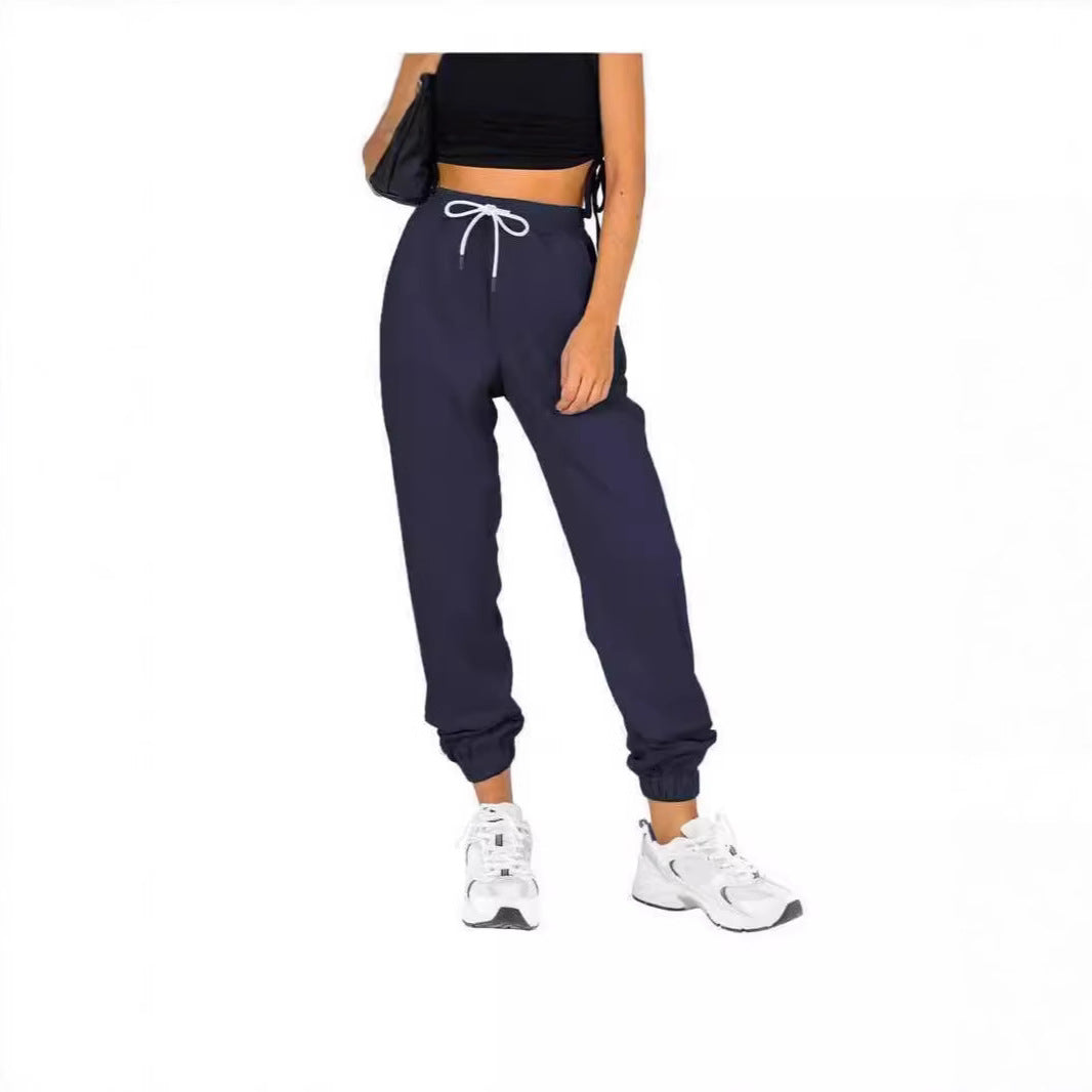Damen Sweatpants Elastischer Bund Kordelzug Schwarz Eveloria - Eveloria