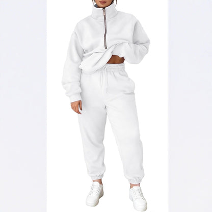 Damen Fleece-Pullover Hochkragen Reißverschluss Kuschelig Grau