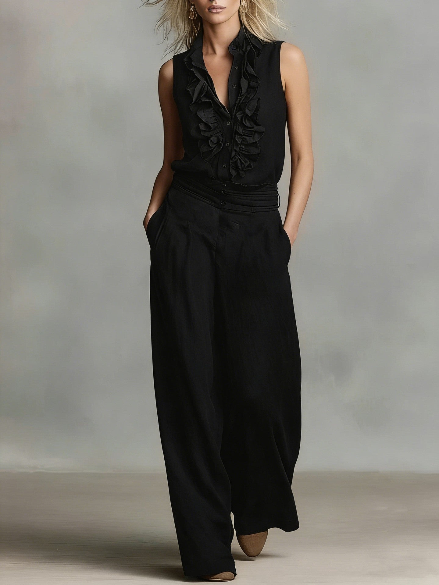 Damen Bluse Rüschen Klassischer Kragen Eveloria
