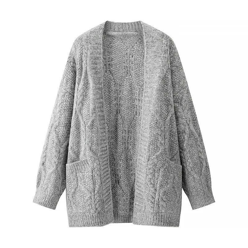 Damen Grobstrickjacke Praktische Taschen Eveloria