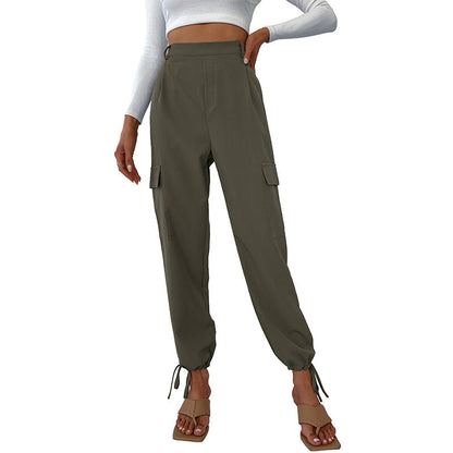 Damen Cargo-Hose Elastischer Bund Seitentaschen Eveloria