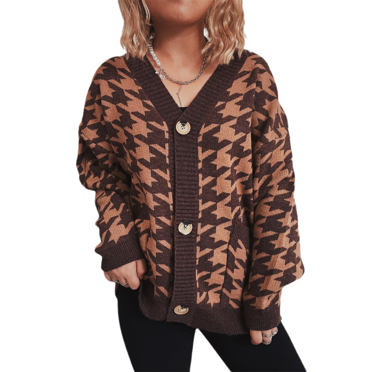Damen Strickjacke Hundemuster Modern Eveloria