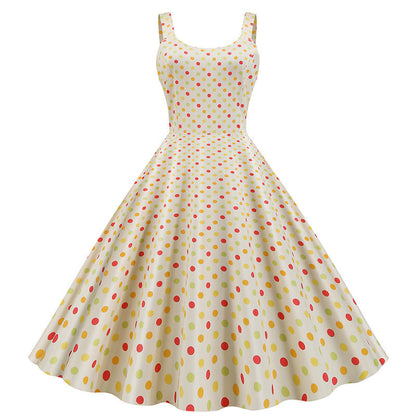 Damen Swingkleid Polka-Dots-Muster schwingend Schwarz - Eveloria