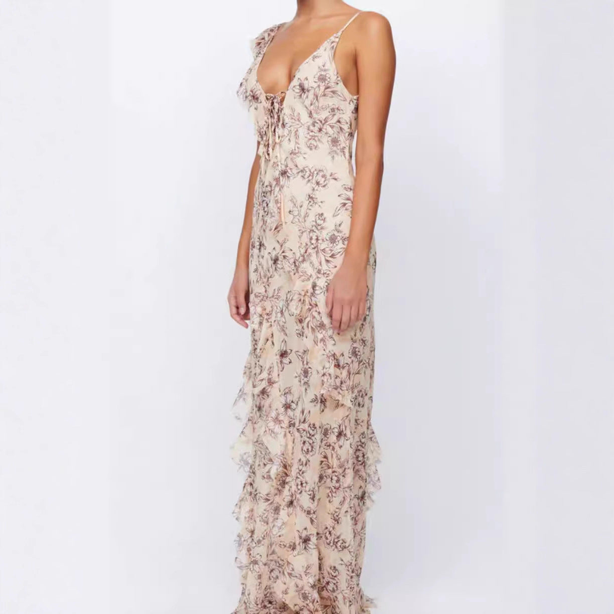 Damen Maxikleid Floral Print Sommer