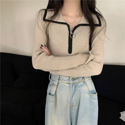 Damen Pullover Rippstruktur Modisch Eveloria