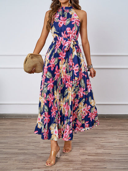 Damen Maxikleid Floralmuster Gerafftes Oberteil