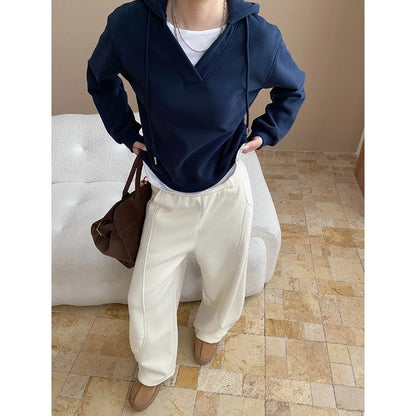 Damen Kapuzenpullover V-Ausschnitt Modern Zeitlos Eveloria
