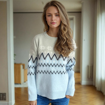 Damen Strickpullover Norwegenmuster Bunt Eveloria