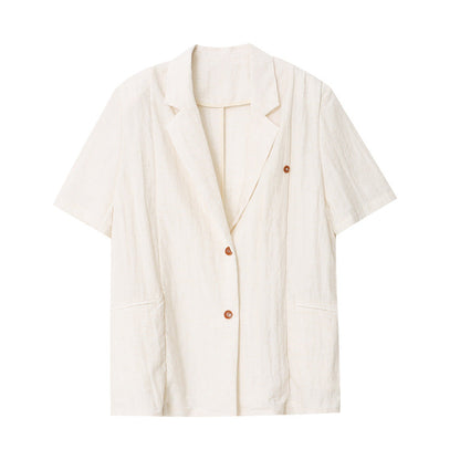 Damen Leinenblazer Kurzärmelig Eveloria Beige