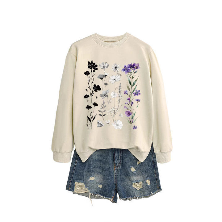 Damen Sweatshirt Florales Design Weich Eveloria