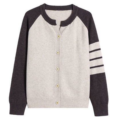 Damen Cardigan Farbkontrast Knopfdetails Eveloria