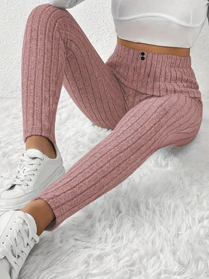Damen Rippstrickleggings Hochtaillierte Eveloria