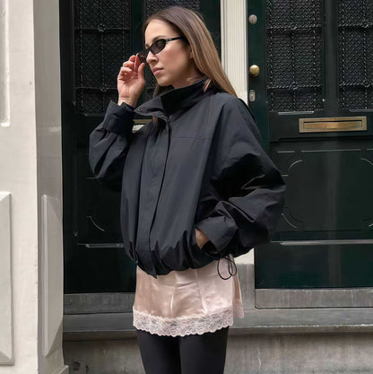 Damen Oversized-Jacke Hochkragen Innovatives Design Eveloria