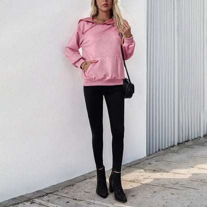 Damen Kapuzenpullover Asymmetrisch Lässig Eveloria