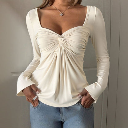 Damen Oberteil Langärmelig Trompetenärmel Elegantes Design Eveloria