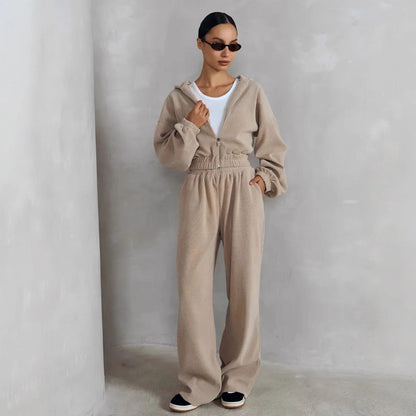 Damen Cropped Kapuzenoberteil Weite Ärmel Elastischer Saum